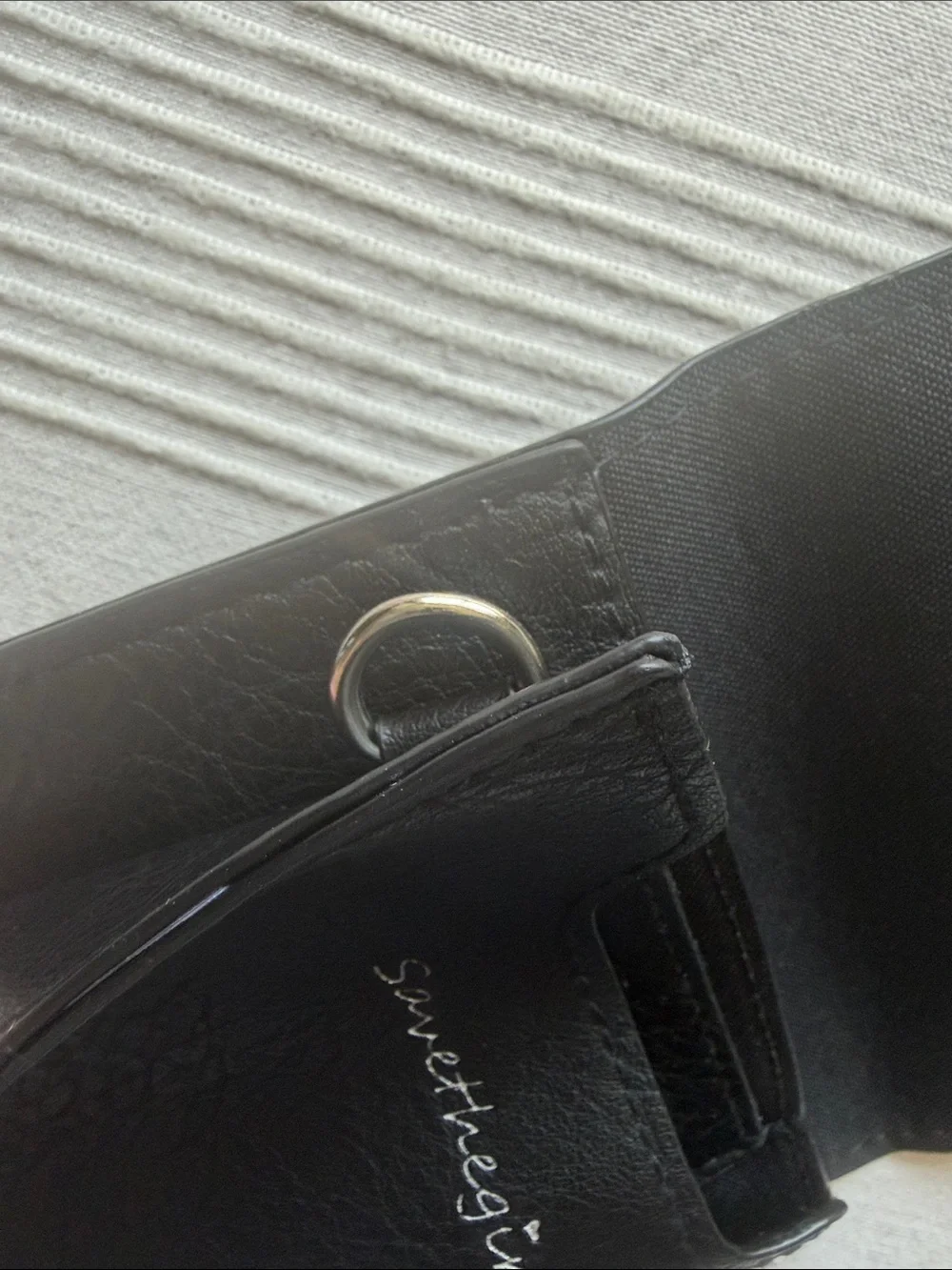 Save The Girls Black Crossbody Phone Pouch with Silver Clip